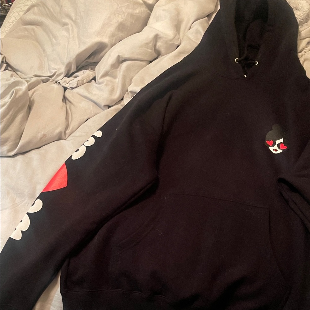 Alice + Olivia Black Hoodie with Red and White Accents